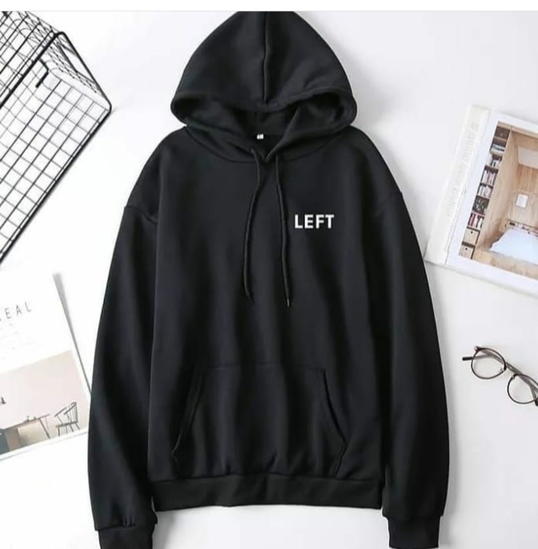 Black Left Fleece Full Sleeves Pull Over Hoodie For Women And Men - HB INDUSTRIES - Hoodies & Sweatshirts - 