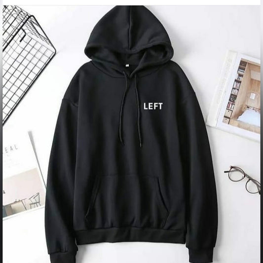 Black Left Fleece Full Sleeves Pull Over Hoodie For Women And Men - HB INDUSTRIES - Hoodies & Sweatshirts - 