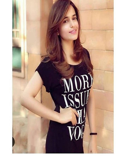 Black More Issues Then Vogue Cotton Printed T - Shirt - HB INDUSTRIES - Tops & T - Shirts - 