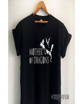 Black Mother of Dragons Cotton Printed T-Shirt For Women