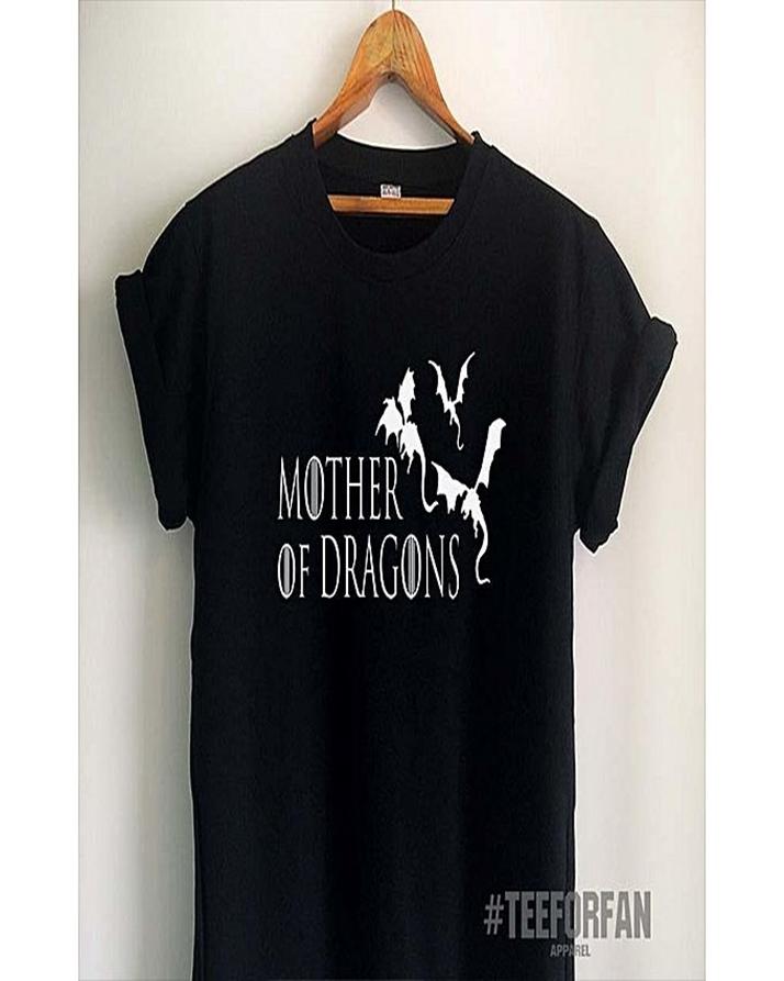 Black Mother of Dragons Cotton Printed T - Shirt For Women - HB INDUSTRIES - Tops & T - Shirts - 