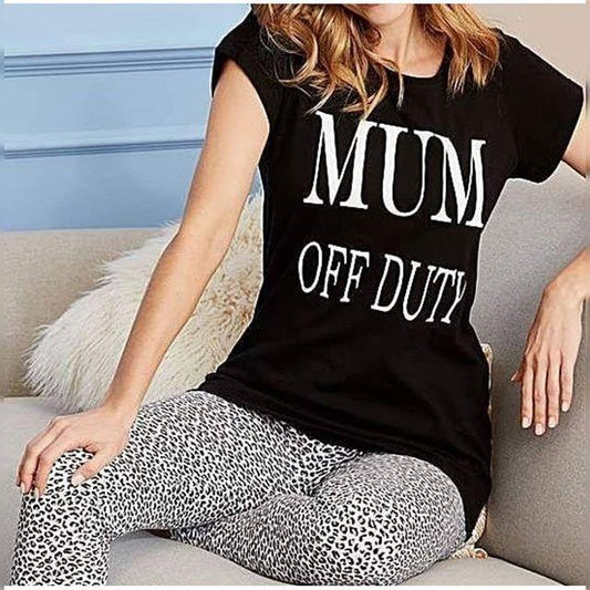 Black Mum Off Duty Cotton Printed T - Shirt For Women - HB INDUSTRIES - Tops & T - Shirts - 