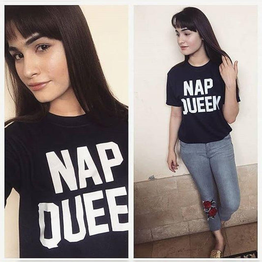 Black Nap Queen Cotton Printed T - Shirt For Women - HB INDUSTRIES - Tops & T - Shirts - 
