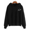 Black Planet Printed Fleece Full Sleeves Pull Over Hoodie For Women
