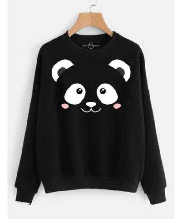 Black Printed Sweatshirt For Women - HB INDUSTRIES - Hoodies & Sweatshirts - 