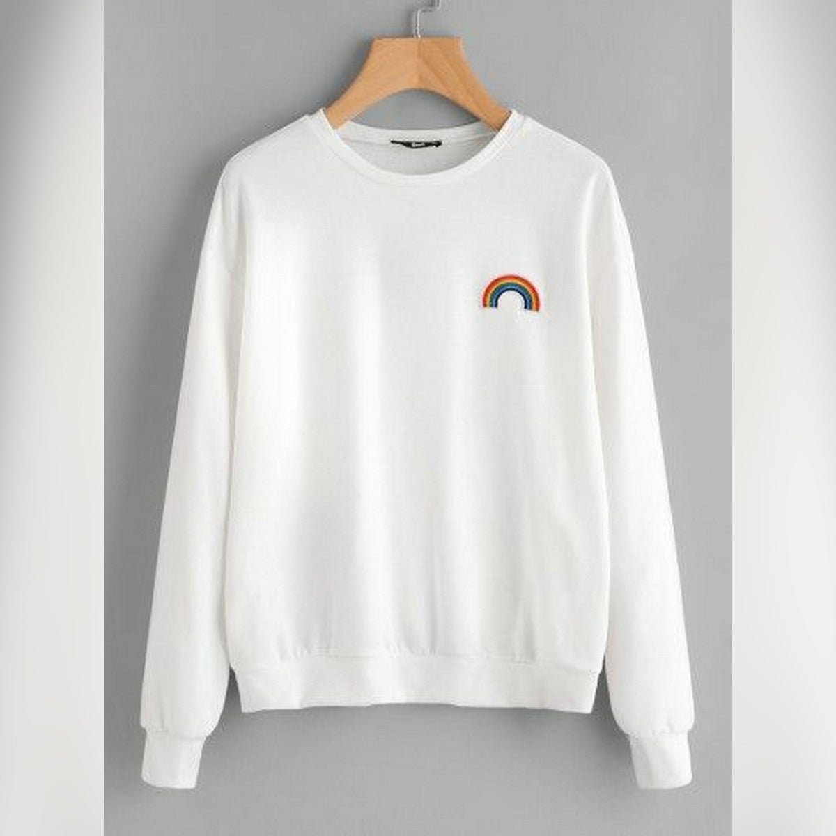 Black Rainbow Fleece Full Sleeves Pull Over Sweatshirt For Women - HB INDUSTRIES - Hoodies & Sweatshirts - 