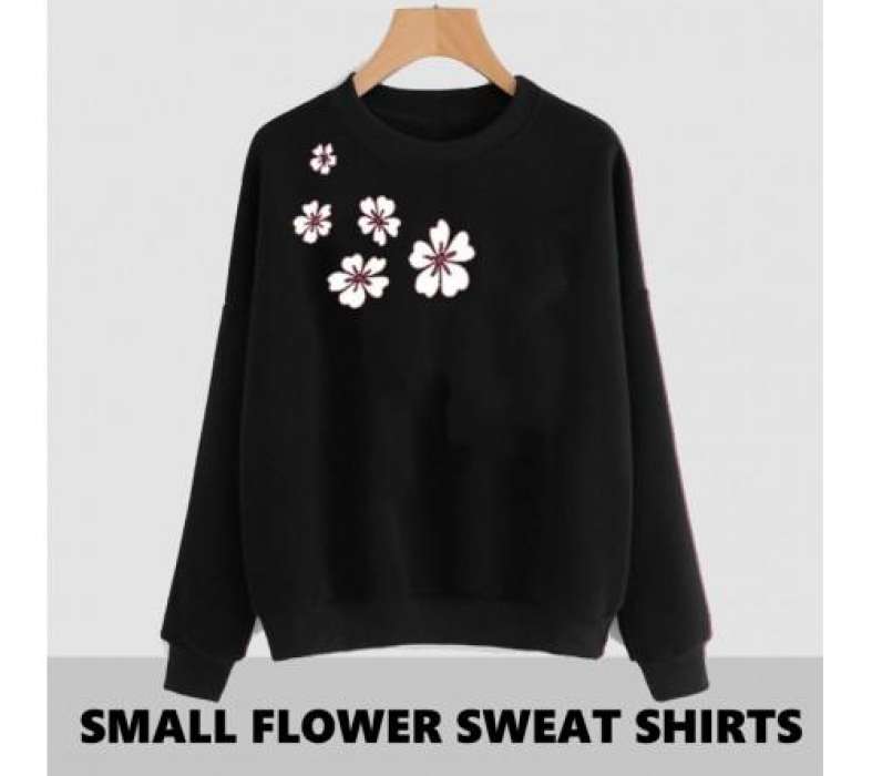 Black Side Flower Printed SweatShirt - HB INDUSTRIES - Hoodies & Sweatshirts - 