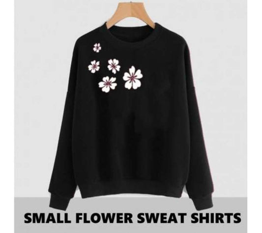 Black Side Flower Printed SweatShirt - HB INDUSTRIES - Hoodies & Sweatshirts - 