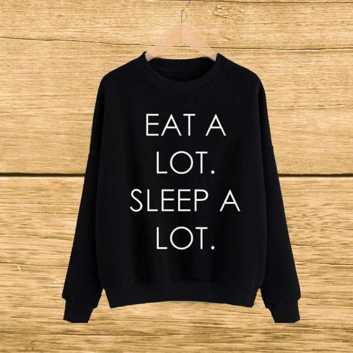 Black sleep a lot printed sweat shirt For and Women - HB INDUSTRIES - Hoodies & Sweatshirts - 