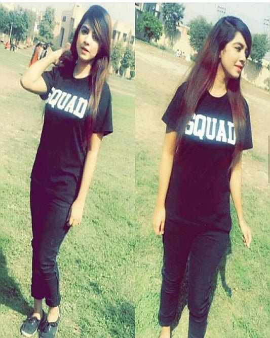 Black Squad Cotton Printed T - Shirt For - HB INDUSTRIES - Tops & T - Shirts - 