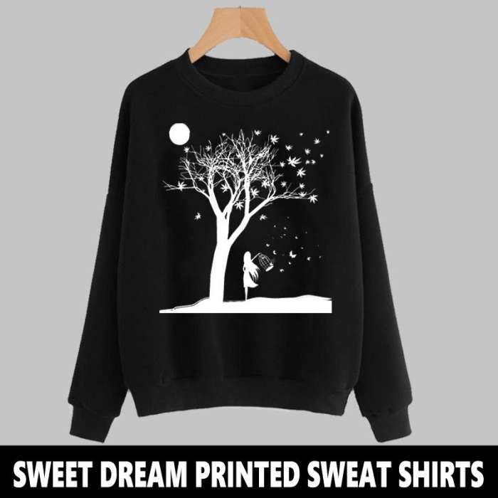 BLACK SWEET DREAM PRINTED SWEAT SHIRT - HB INDUSTRIES - Hoodies & Sweatshirts - 