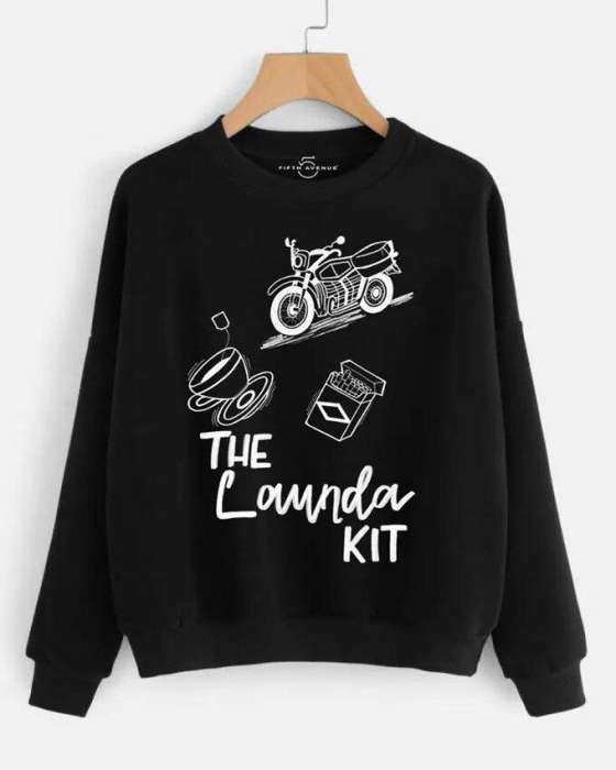 Black The Canada Kit Printed Sweat Shirt For womens - HB INDUSTRIES - Hoodies & Sweatshirts - 