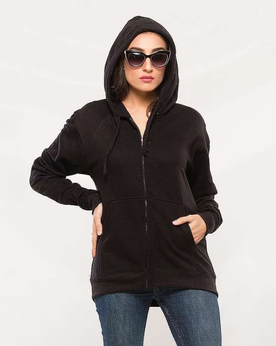 Black Zipper Hoodie For women - HB INDUSTRIES - Hoodies & Sweatshirts - 