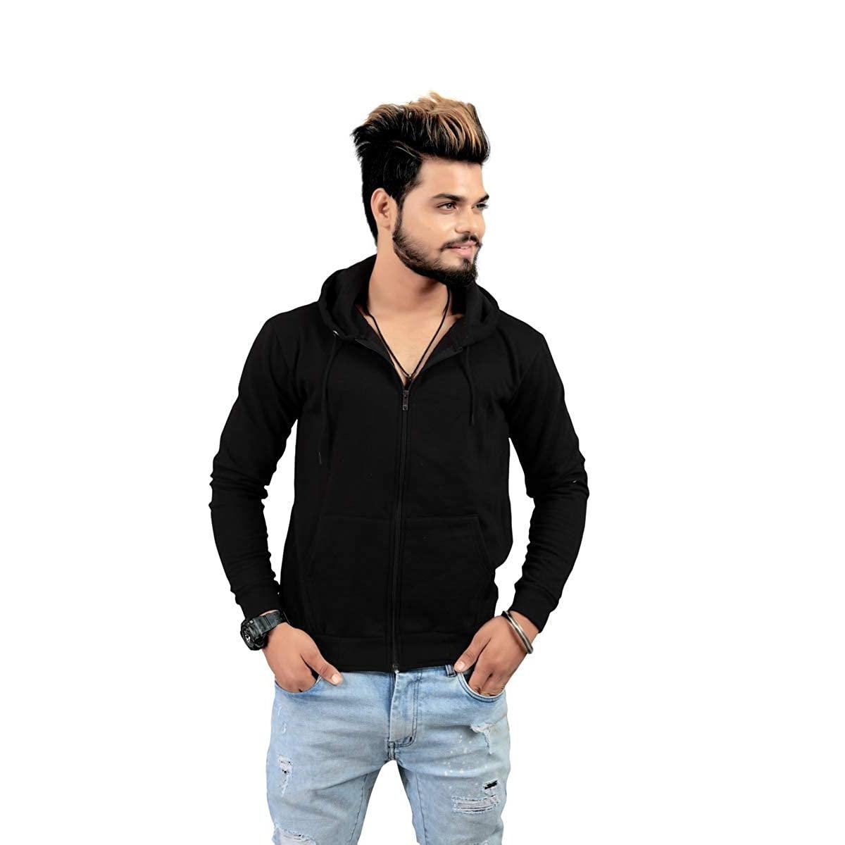 Black Zipper Winter Hoodie For Men - HB INDUSTRIES - Hoodie & Sweatshirt - 