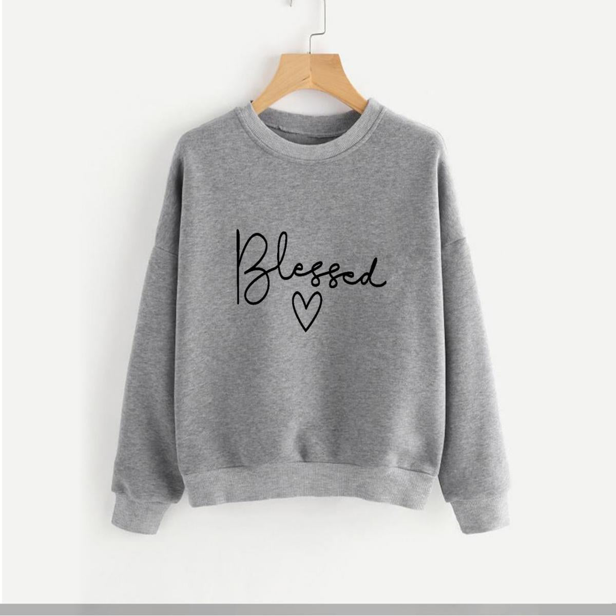 Blessed Fleece Full Sleeves Pull Over Sweatshirt For Women - HB INDUSTRIES - Hoodies & Sweatshirts - 