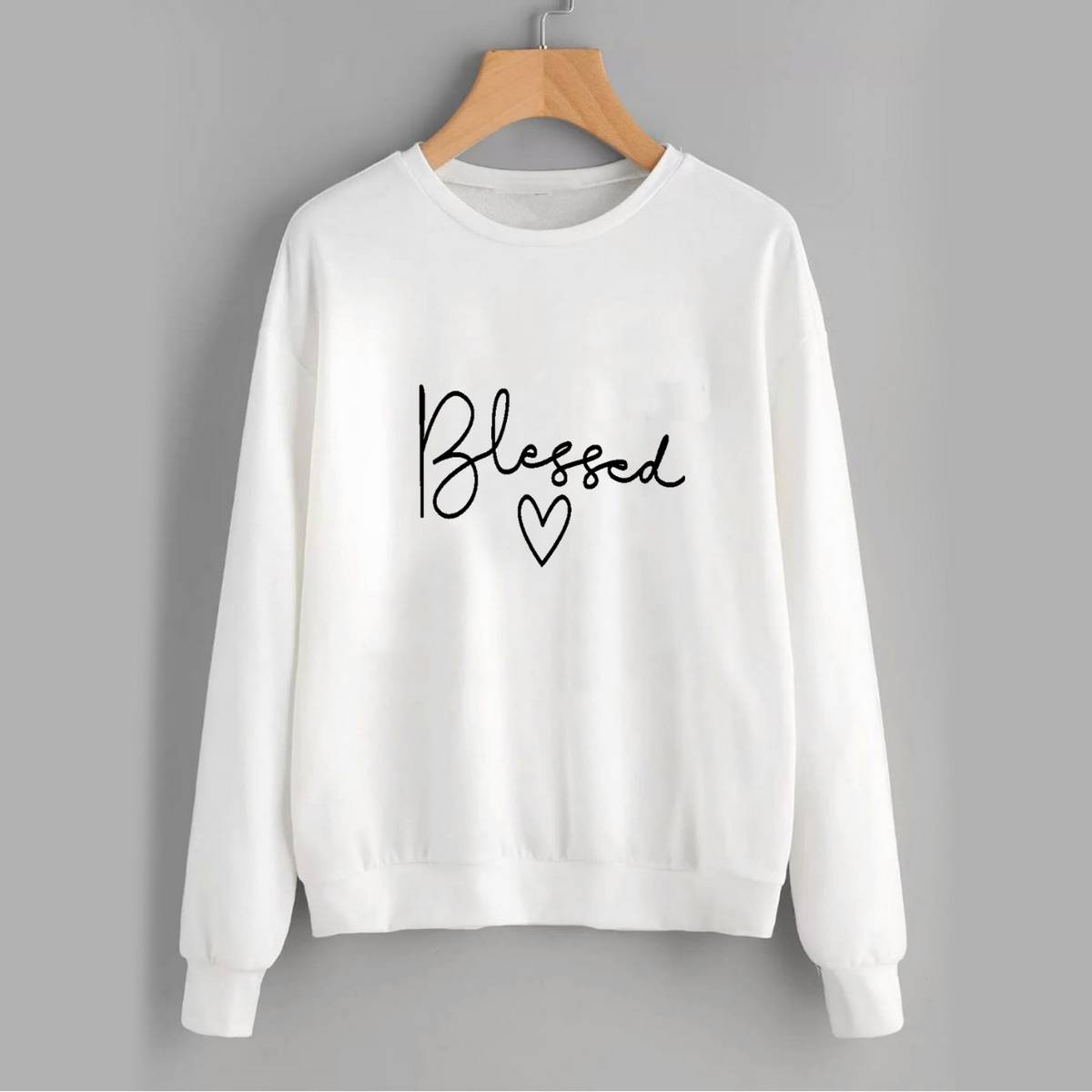 Blessed Fleece Full Sleeves Pull Over Sweatshirt For Women - HB INDUSTRIES - Hoodies & Sweatshirts - 