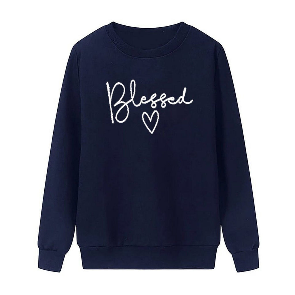 Blessed Printed Fleece Full Sleeves Pull Over Sweatshirt For Women