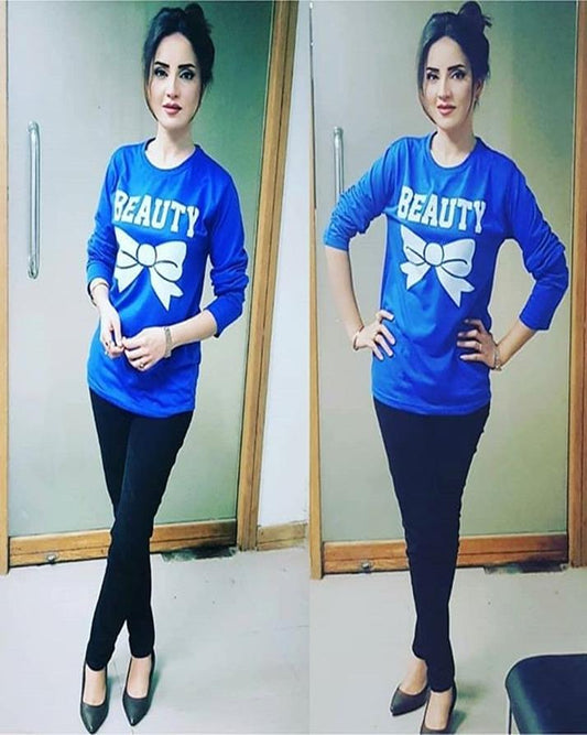 Blue Beauty Printed T - Shirt For Women - HB INDUSTRIES - Tops & T - Shirts - 