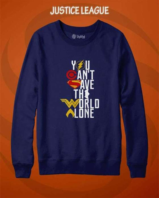 Blue Justice League Print Sweat Shirt For womens - HB INDUSTRIES - Hoodies & Sweatshirts - 