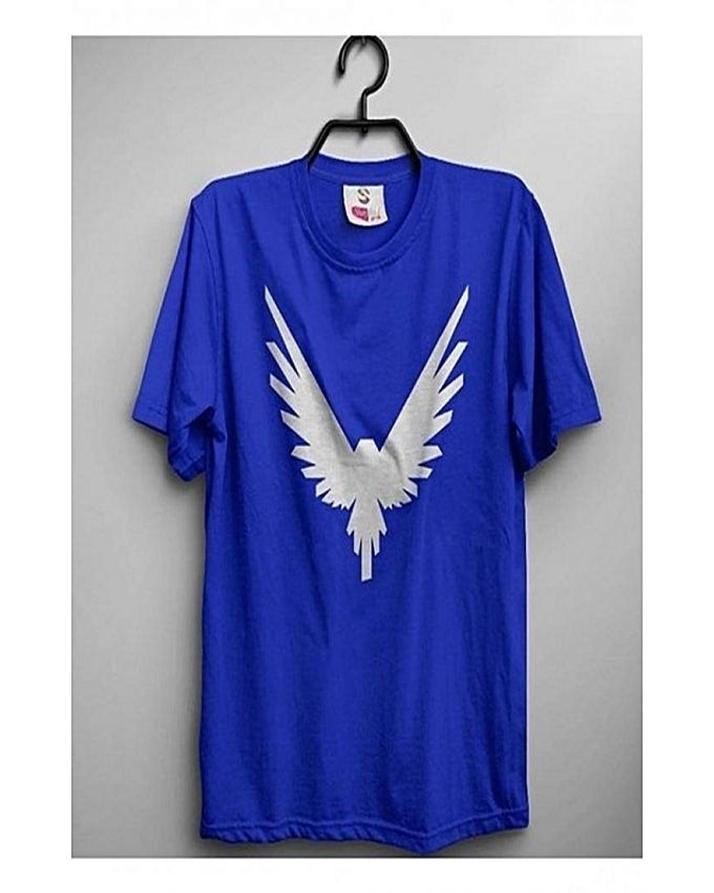 Blue Logan Paul Maverick Bird Cotton Printed T - Shirt - HB INDUSTRIES - Tops & T - Shirts - 