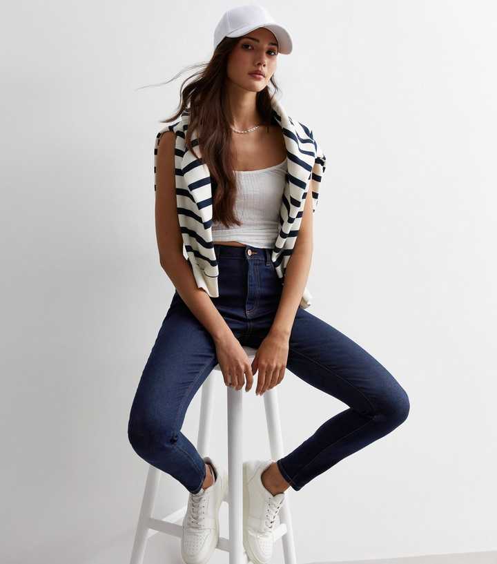 Blue Mid Rise Skinny Jeans - HB INDUSTRIES - Jeans - 