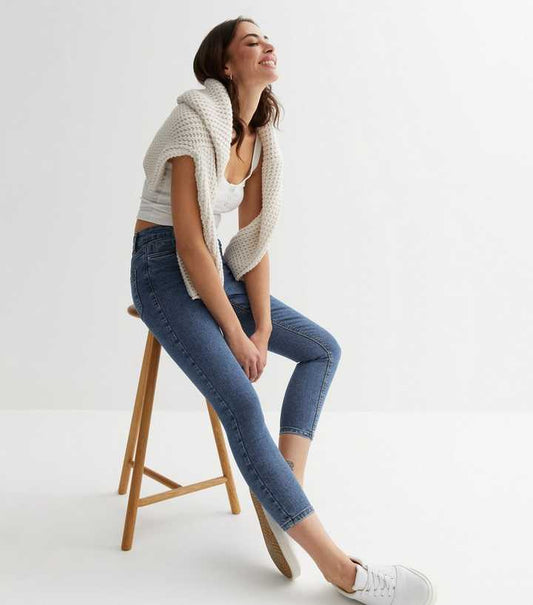 Blue Mid Rise Skinny Jeans - HB INDUSTRIES - Jeans - 