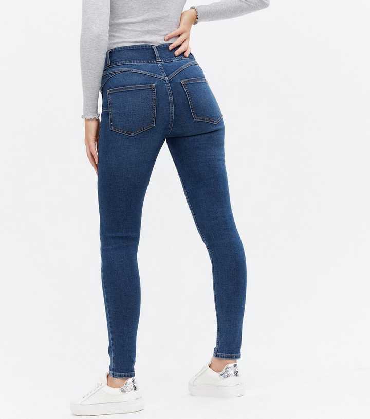 Blue Rinse Wash Lift & Shape High Waist Yazmin Skinny Jeans - HB INDUSTRIES - Jeans - 