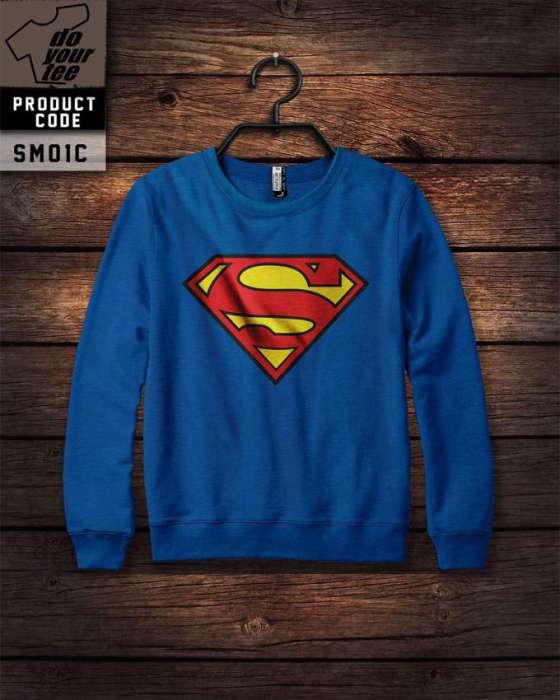 Blue Superman Print Sweat Shirt for womens 957 - HB INDUSTRIES - Hoodies & Sweatshirts - 