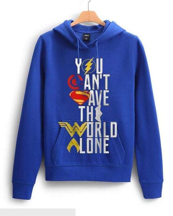 Blue you cant save the world alone hoodie for womens both - HB INDUSTRIES - Hoodies & Sweatshirts - 