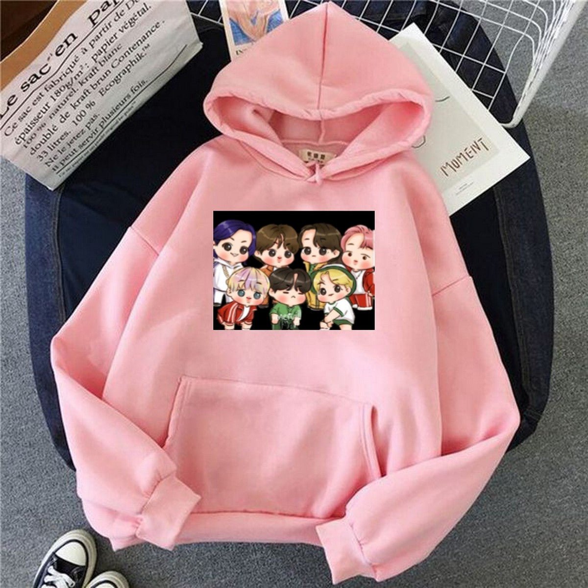 BTS Anime Fleece Full Sleeves Pull Over Hoodie For Women - HB INDUSTRIES - Hoodies & Sweatshirts - 