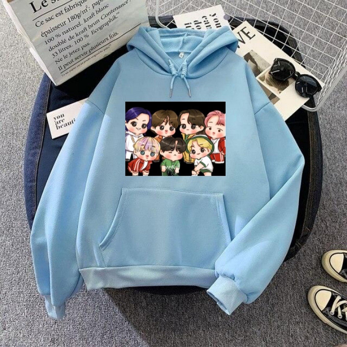 BTS Anime Fleece Full Sleeves Pull Over Hoodie For Women - HB INDUSTRIES - Hoodies & Sweatshirts - 