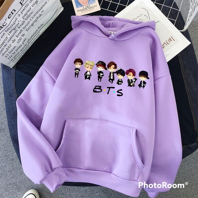 BTS Anime Fleece Full Sleeves Pull Over Hoodie For Women - HB INDUSTRIES - Hoodies & Sweatshirts - 