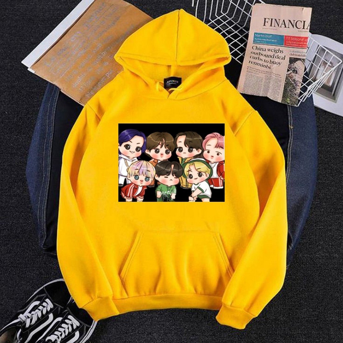 BTS Anime Fleece Full Sleeves Pull Over Hoodie For Women - HB INDUSTRIES - Hoodies & Sweatshirts - 