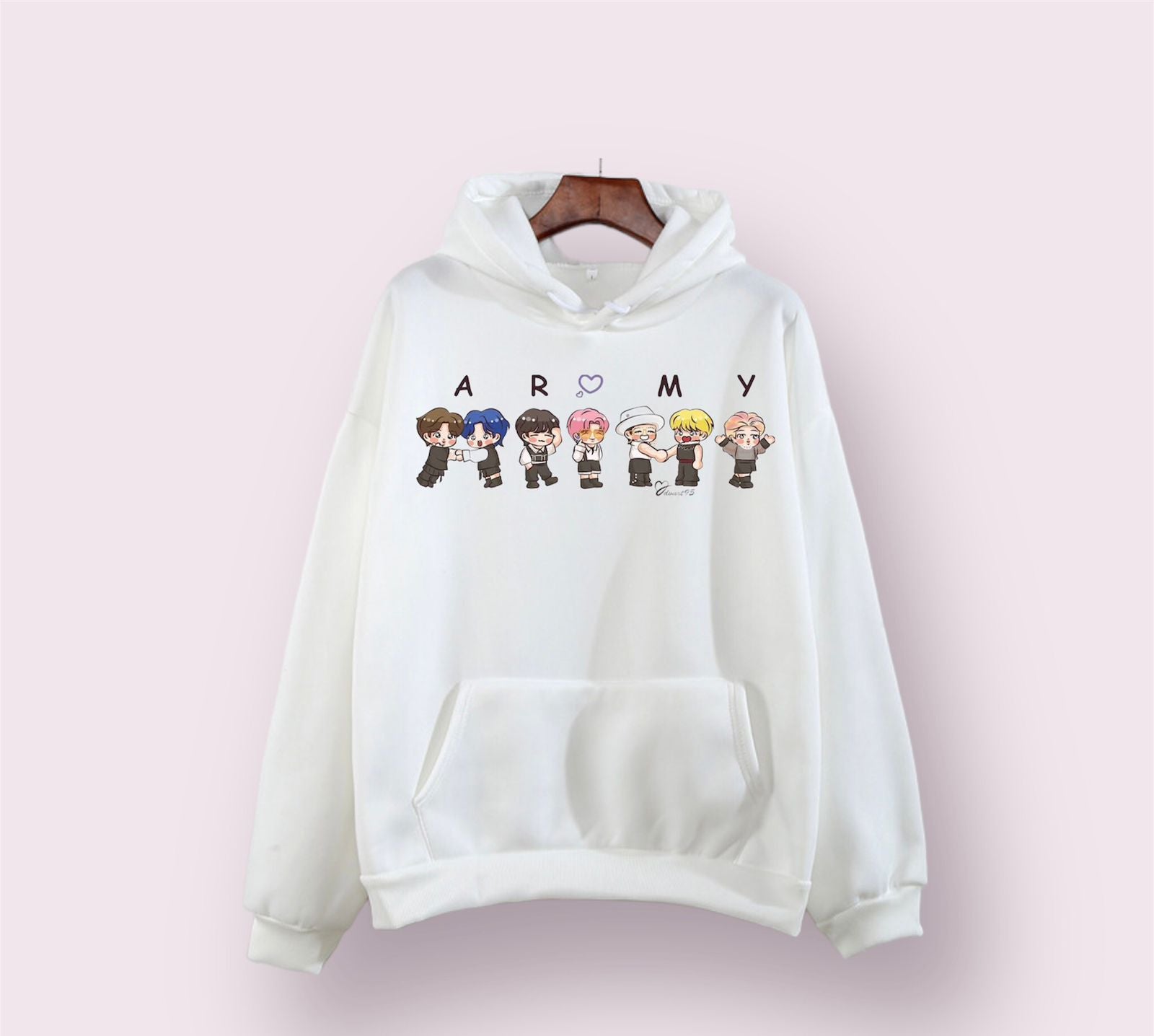 BTS Army Anime Fleece Full Sleeves Pull Over Hoodie For Women - HB INDUSTRIES - Hoodies & Sweatshirts - 