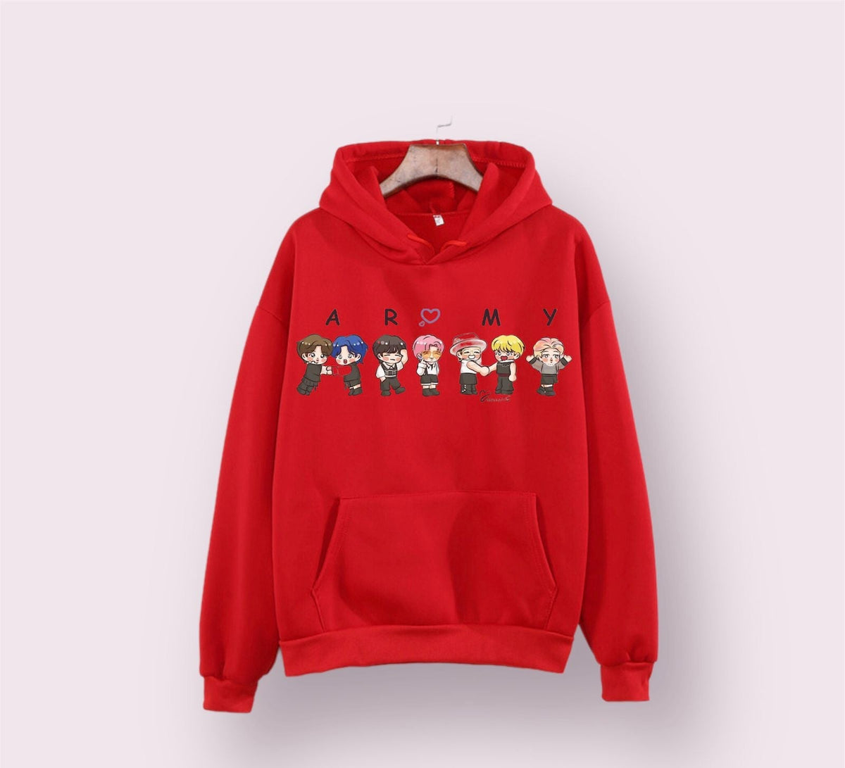 BTS Army Anime Fleece Full Sleeves Pull Over Hoodie For Women - HB INDUSTRIES - Hoodies & Sweatshirts - 