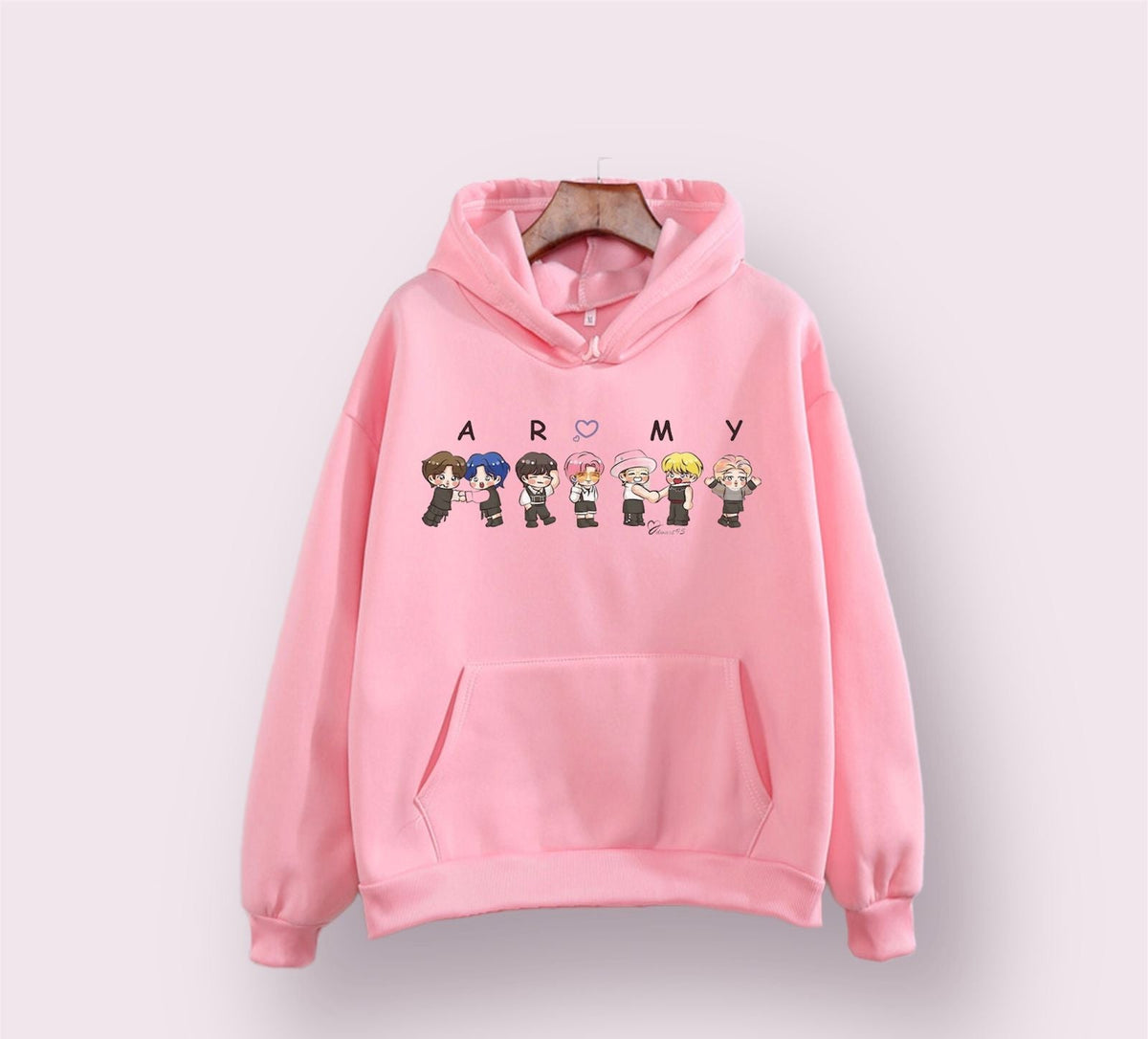 BTS Army Anime Fleece Full Sleeves Pull Over Hoodie For Women - HB INDUSTRIES - Hoodies & Sweatshirts - 