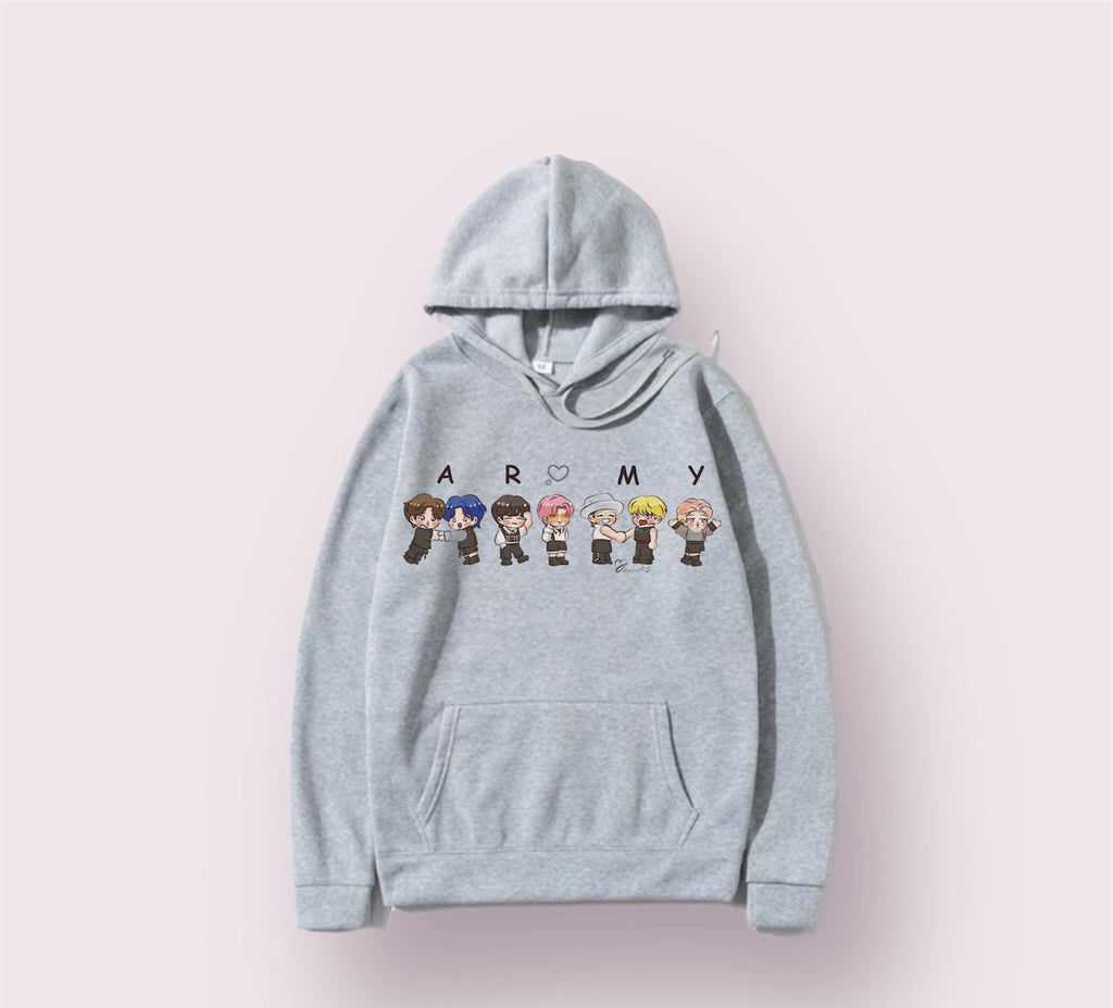 BTS Army Anime Fleece Full Sleeves Pull Over Hoodie For Women - HB INDUSTRIES - Hoodies & Sweatshirts - 