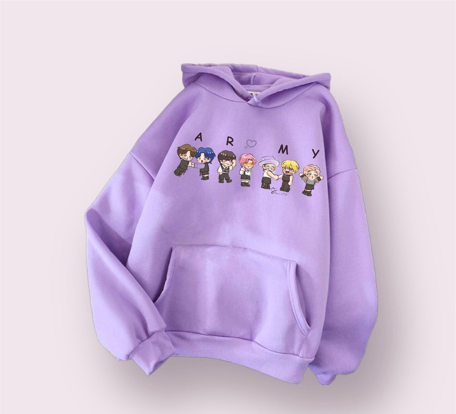 BTS Army Anime Fleece Full Sleeves Pull Over Hoodie For Women - HB INDUSTRIES - Hoodies & Sweatshirts - 