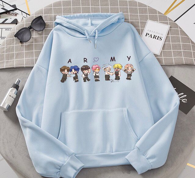 BTS Army Anime Fleece Full Sleeves Pull Over Hoodie For Women - HB INDUSTRIES - Hoodies & Sweatshirts - 