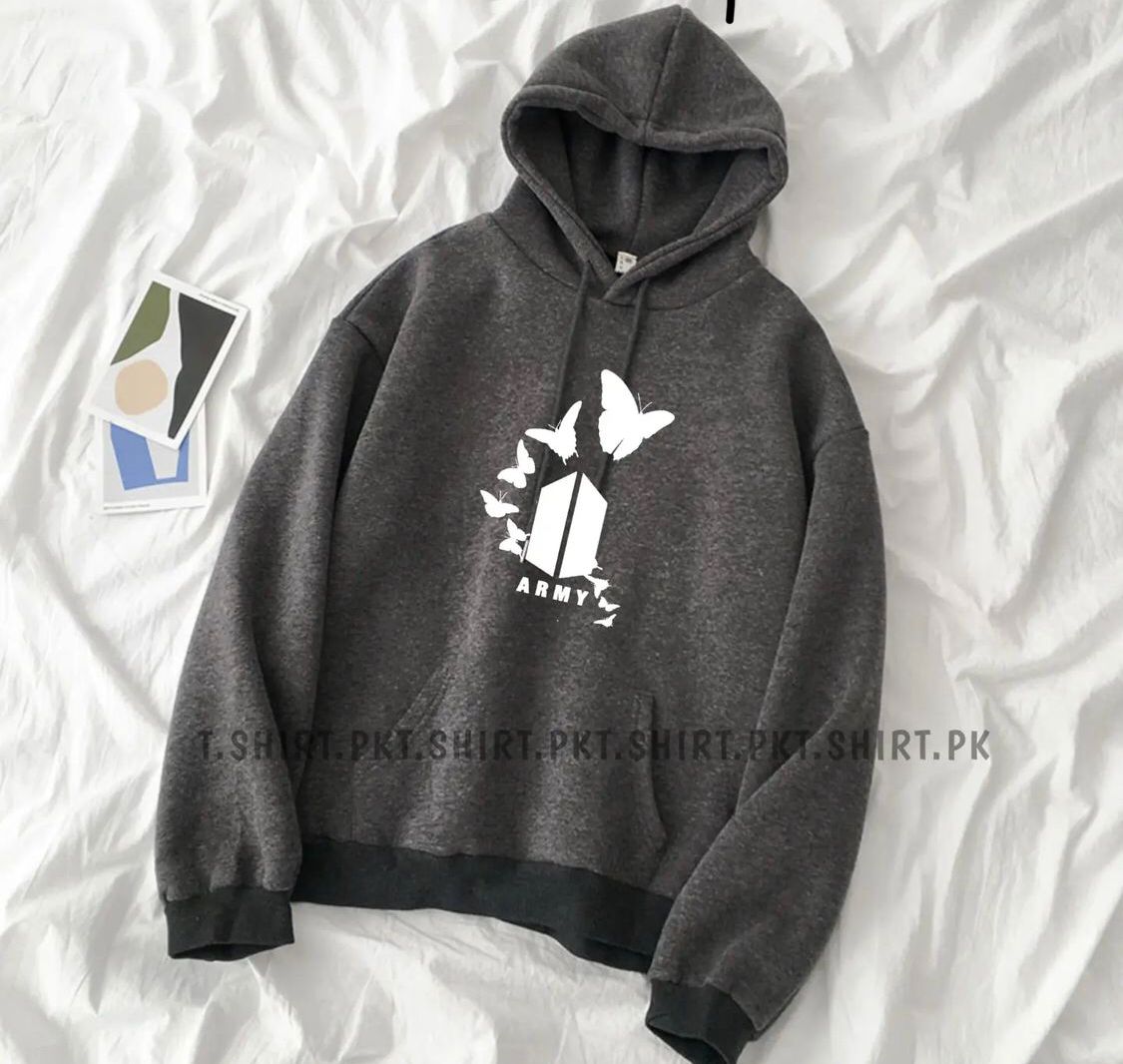 Bts Army Printed Fleece Full Sleeves Pull Over Hoodie For Women - HB INDUSTRIES - Hoodies & Sweatshirts - 