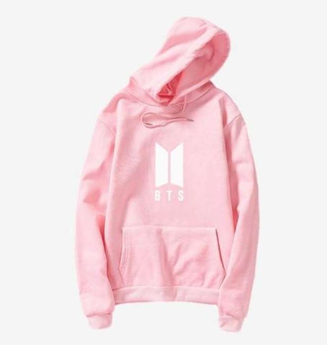 BTS Baby Pink Hoodie Pocket Drawstring Hooded Casual Pullover 364 - HB INDUSTRIES - Hoodies & Sweatshirts - 