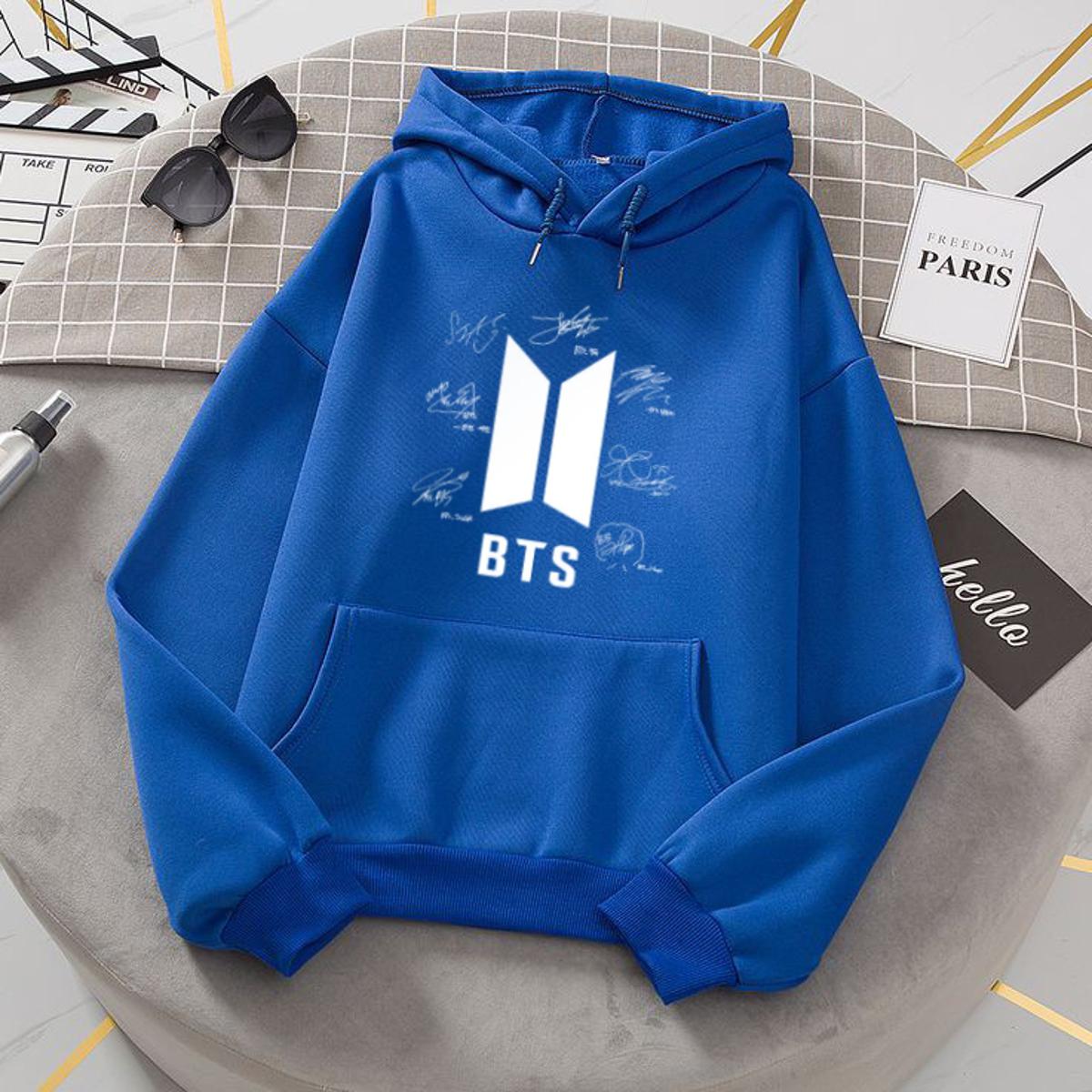 Bts Fleece Full Sleeves Pull Over Hoodie For Women - HB INDUSTRIES - Hoodies & Sweatshirts - 