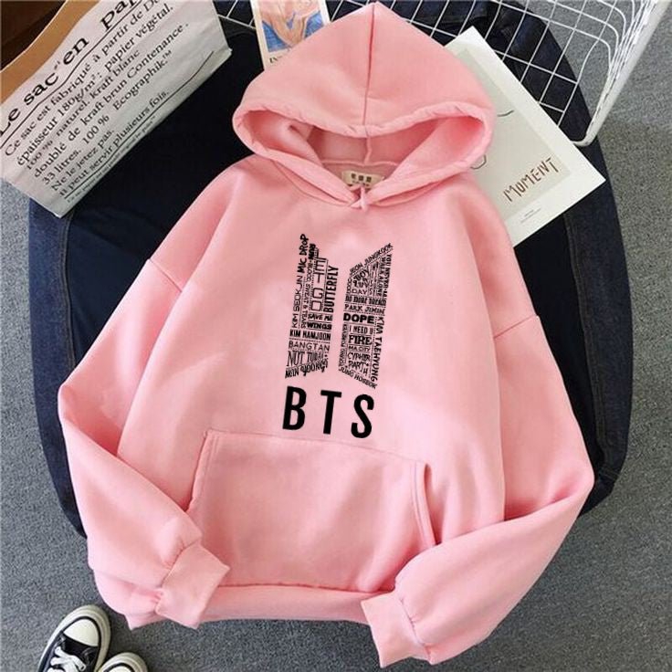 BTS Fleece Full Sleeves Pull Over Hoodie For Women - HB INDUSTRIES - Hoodies & Sweatshirts - 