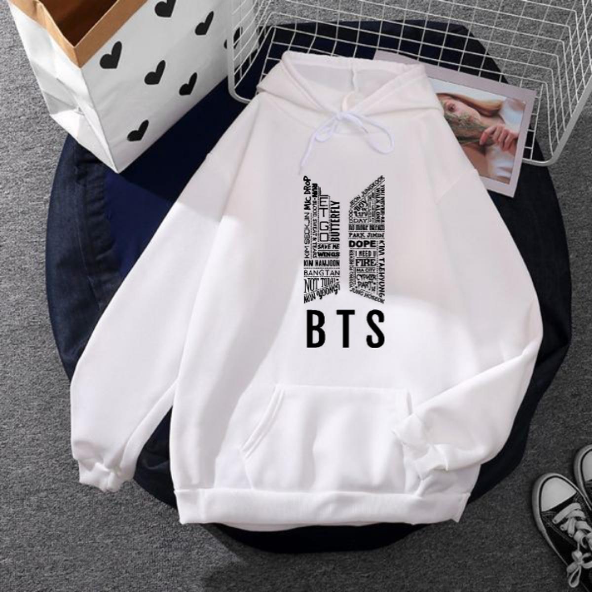 BTS Fleece Full Sleeves Pull Over Hoodie For Women - HB INDUSTRIES - Hoodies & Sweatshirts - 