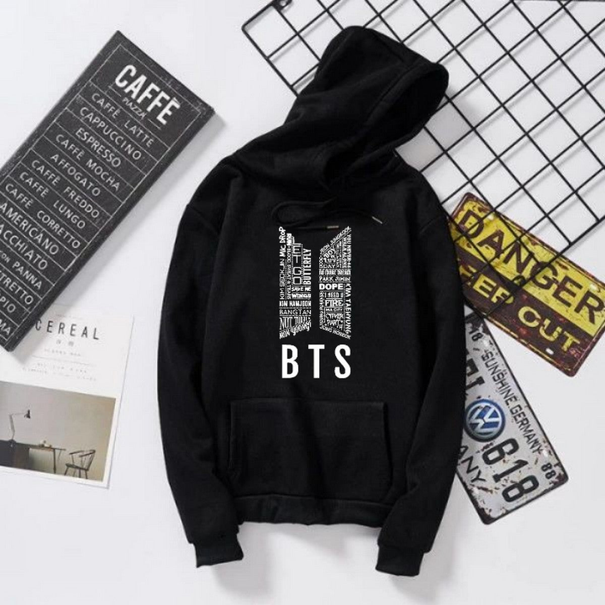 BTS Fleece Full Sleeves Pull Over Hoodie For Women - HB INDUSTRIES - Hoodies & Sweatshirts - 