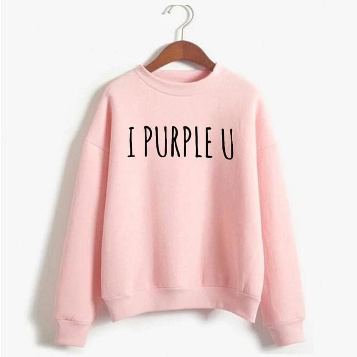 BTS I Purple You Printed Fleece Full Sleeves Sweatshirt For Women - HB INDUSTRIES - Hoodies & Sweatshirts - 