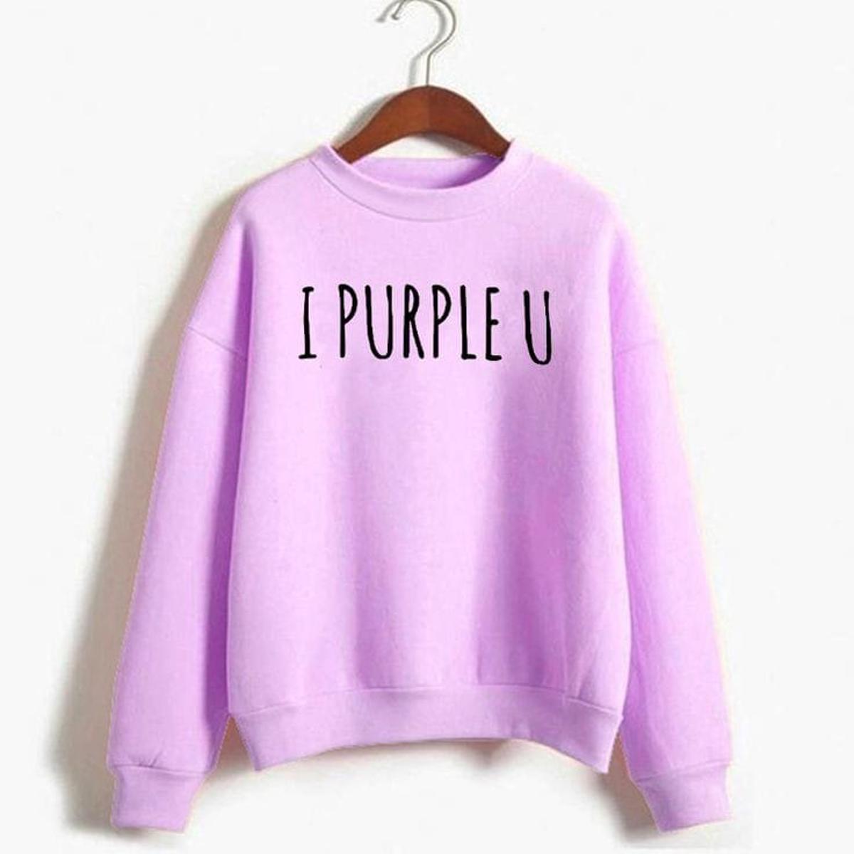 BTS I Purple You Printed Fleece Full Sleeves Sweatshirt For Women - HB INDUSTRIES - Hoodies & Sweatshirts - 