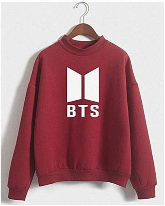 BTS Red Fleece Cotton Sweatshirt For Women - HB INDUSTRIES - Hoodies & Sweatshirts - 