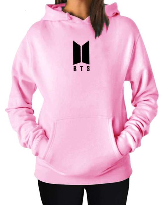 BTS Stylish Pink Printed Hoodie For Women - HB INDUSTRIES - Hoodies & Sweatshirts - 