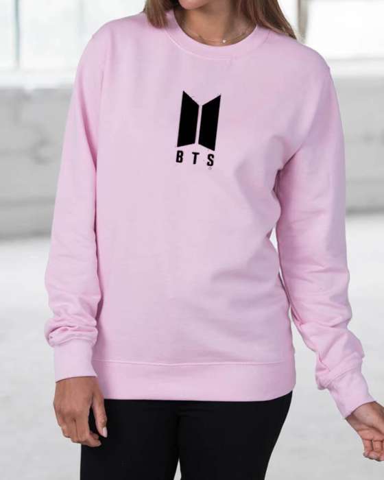 BTS Stylish Printed Pink Sweatshirt For Women - HB INDUSTRIES - Hoodies & Sweatshirts - 